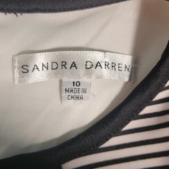 Sandra Darren Graphic Stripe Fit & Flare Dress 10 Sleeveless Balletcore Swiftie - Picture 6 of 9